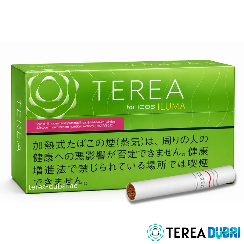 TEREA Yellow Menthol Japan pack of 20 sticks, refreshing menthol with citrus and herb aroma, in Dubai